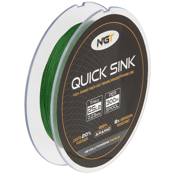 NGT 300m Spool Of 'Quick Sink' Moss Green 25lb Braid