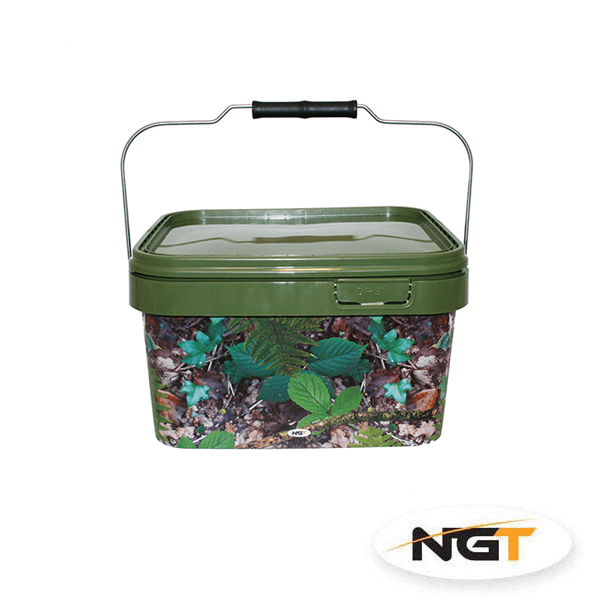 NGT 5 Litre Square Camo Bucket with Metal Handle